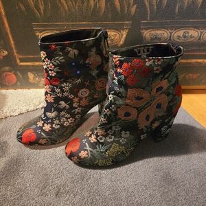 Floral Embroidered Ankle Boots